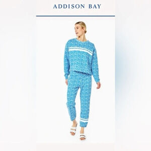 NEW ADDISON BAY callowhill sweatpants in courtside blue floral XS